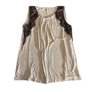 Ann Taylor Loft Polka Dot Lace Trim Sleeveless Blouse - Size Medium